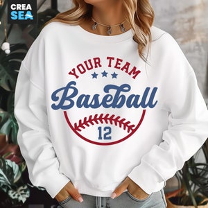 Baseball SVG PNG, digitale Grafik für Shirt, Tasche, Sportzubehör, personalisieren Sie Ihr Baseball-Shirt mit Ihrem Teamnamen, inklusive Nummer / Schrift