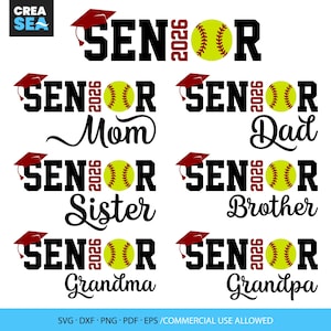 Softball Senior Svg, Png, Family Bundle, Senior Class Of 2026 Svg, Graduation, Senior Night Svg, Black Maroon, Softball Senior Mom Shirt Svg