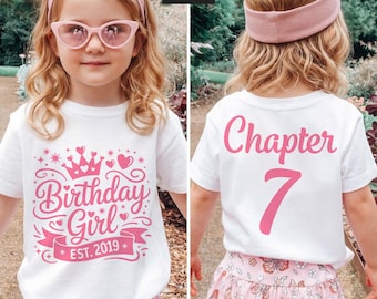 7th Birthday Girl SVG, PNG, Chapter 7, Est. 2019, Pink, White, Black (Digital Download)