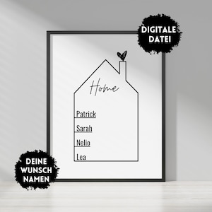 Maison personnalisée avec nom - cadeau pour une cérémonie de finition, un déménagement, un cadeau de pendaison de crémaillère, une bénédiction de maison, un cadeau de pendaison de crémaillère dans un design moderne