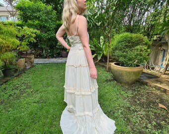 Boho Wedding / Bridesmaid Dress / Off white / Beach Photoshoot / One-size / 100% Organic Cotton / Lined / Adjustable Thin straps