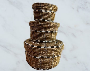 Small Beaded Jewellery Basket set