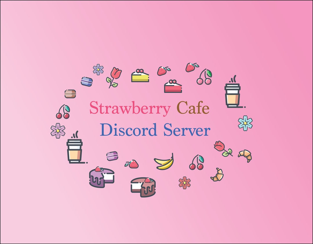 Aesthetic Discord Server Template Strawberry Pink Cafe Themed (Download