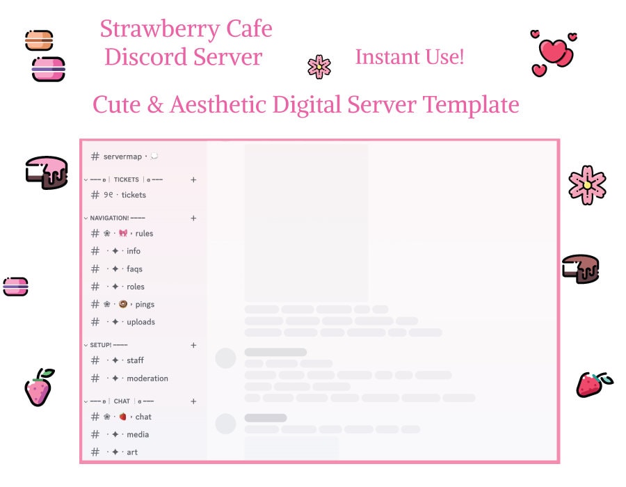 Aesthetic Discord Server Template Strawberry Pink Cafe Themed Etsy Aesthetic Discord Server Template Strawberry Pink Cafe Themed Etsy