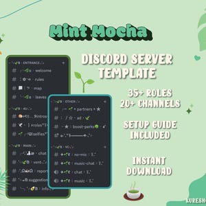 Discord Server Template: Forest Green Cafe Aesthetic Theme | 35+ Roles, 20+ Channels | Instant Download, Community Server Design