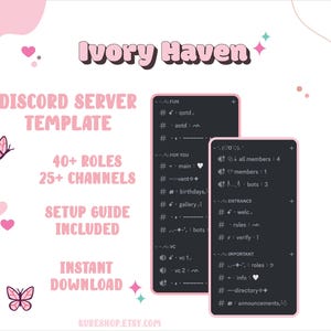 Discord Server Template: White Minimalistic Theme | 40+ Roles, 25+ Channels | Instant Download, Community Server Design