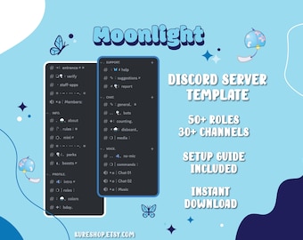 Blau & Weiß Discord Template: 50+ Rollen, 30+ Channels (Instant Download)