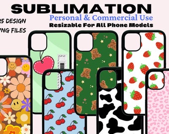 PNG Paquete Diseños de sublimación de fundas de teléfono / Y2K Linda flor Cara sonriente iPhone Samsung Aura Estética Retro Y2K Cyber Egirl Indie Comercial