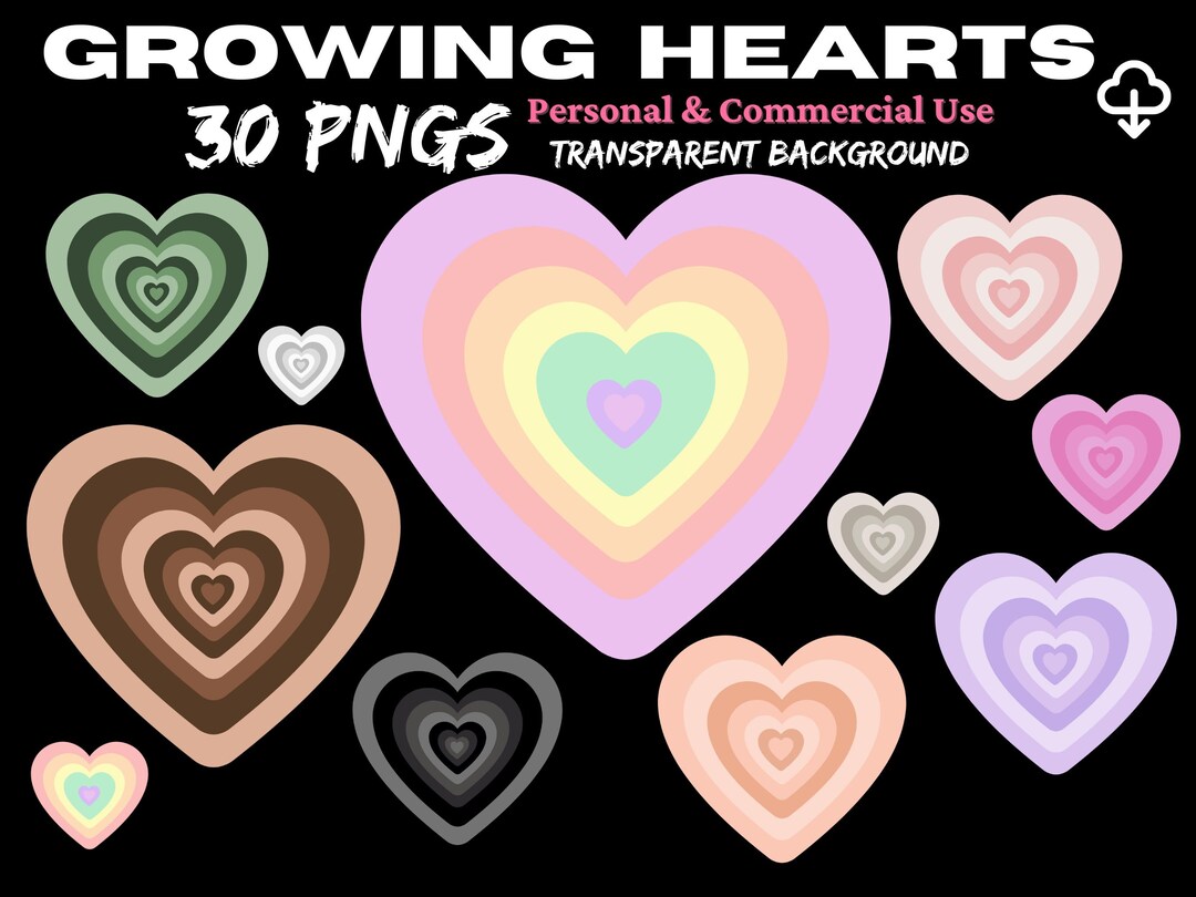 30 PNG Files Transparent Stickers Growing Tunnel Hypnotic Hearts ...