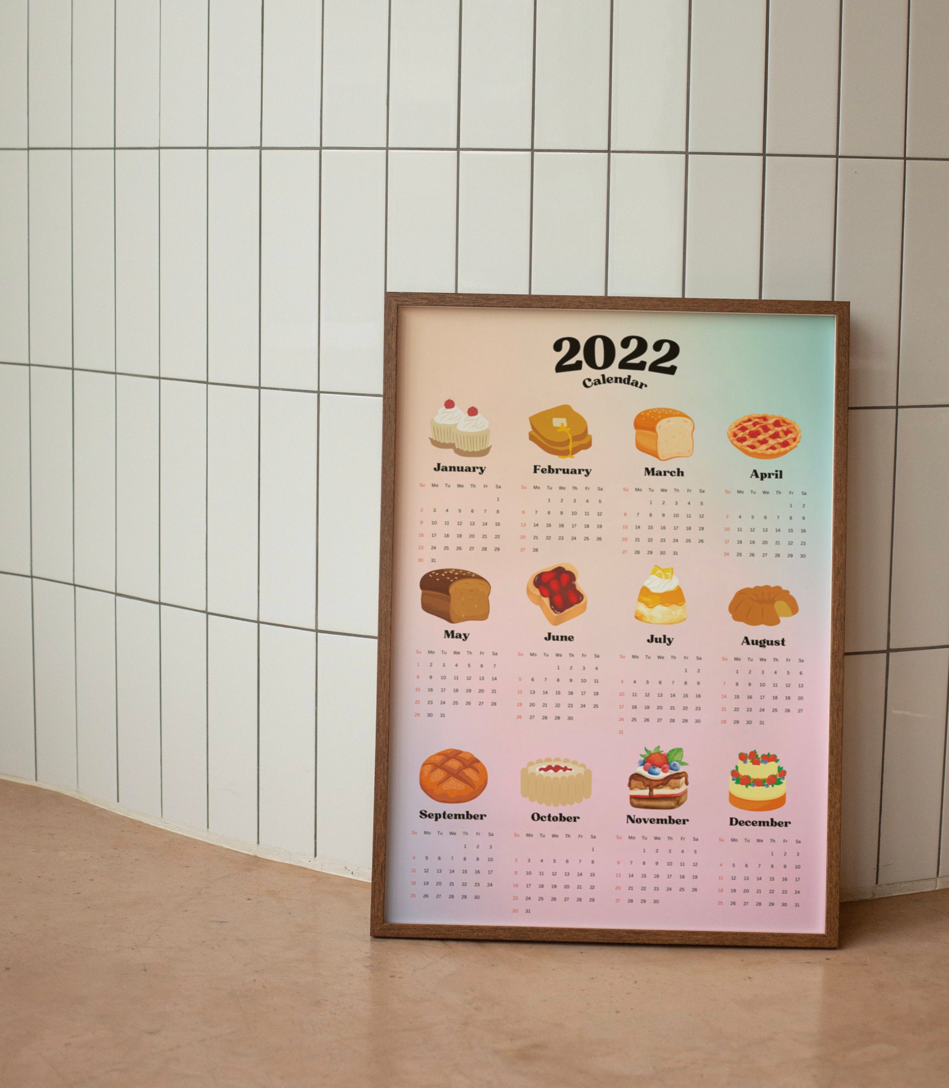 2022 2023 Aesthetic Yearly Calendar Wall Printable Bedroom - Etsy Australia
