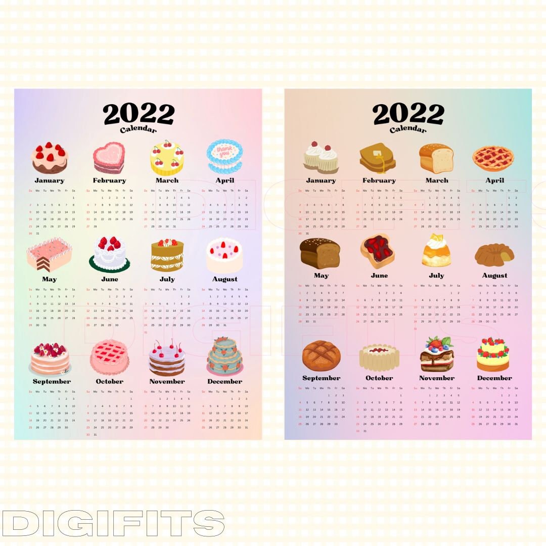 2022 2023 Aesthetic Yearly Calendar Wall Printable Bedroom - Etsy Australia