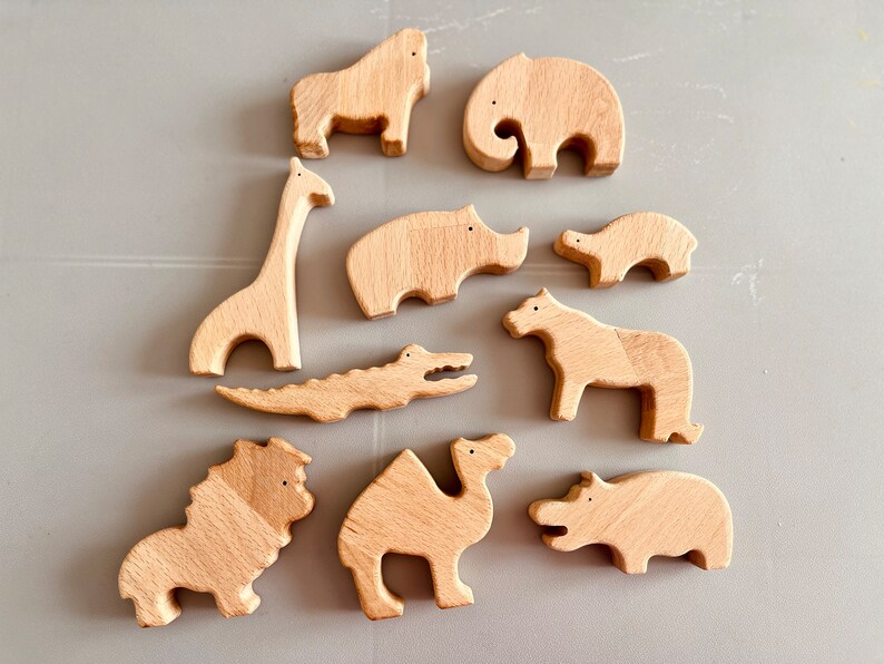 Wooden Animals Montessori Toys 1 Year Old Sensory Toys Etsy