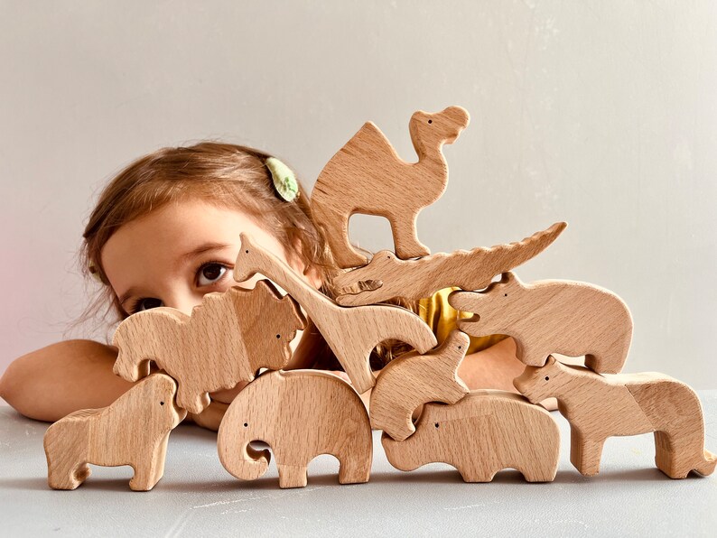 Wooden Animals Montessori Toys 1 Year Old Sensory Toys Etsy