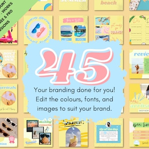 45 Yellow, Fun, Colourful, Summer, Instagram Templates For Product Based Brands - E-Commerce - Social Media - Bright - Small Business
