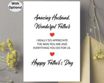 Father&#39;s Day Card for Husband Amazing Husband Father&#39;s Day Card, Father&#39;s Day Card For Husband, Father&#39;s Day Card from Wife