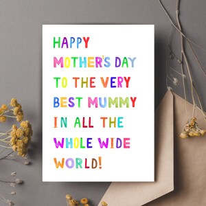 Moederdagkaart Fijne Moederdag voor de beste mama van de hele wereld, mama Moederdagkaart, kaart voor mama