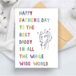 Tarjeta del Día del Padre para papá e hijos, tarjeta del Día del Padre para papá, tarjeta para papá, tarjeta de papá e hijo, tarjeta de papá e hija, tarjeta del Día del Padre