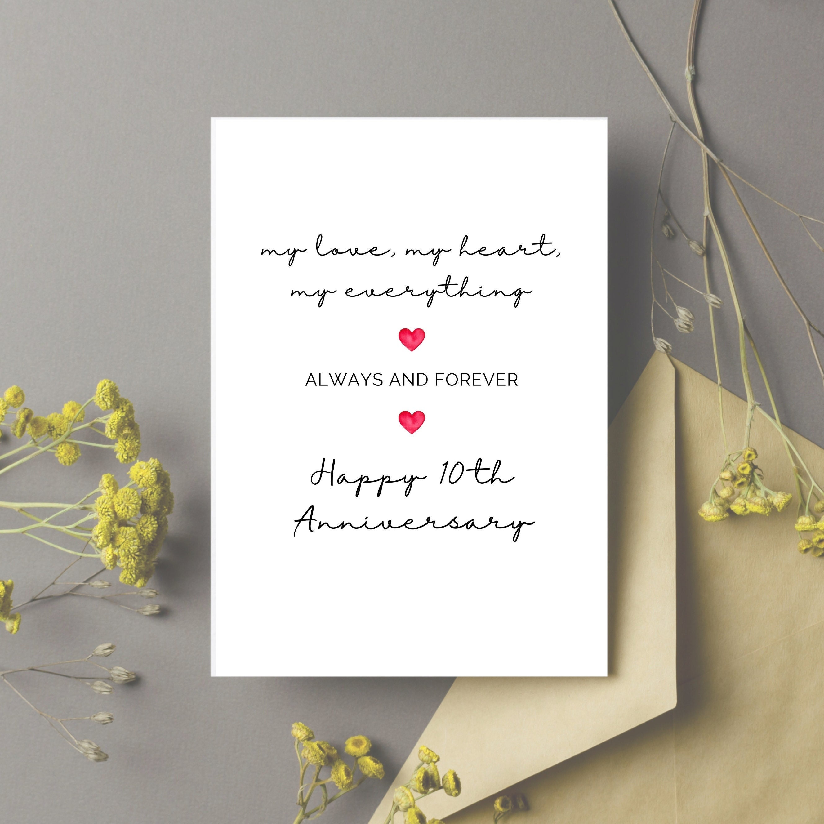 10th Anniversary Card My Love Tenth Wedding Anniversary Card for Husband Fiancé Wife Fiancée Boyfriend Girlfriend, 10 Year Anniversary Card