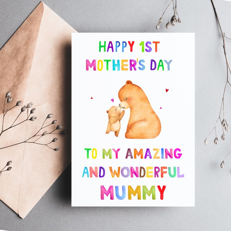 1st Mother's Day Card for Mummy Mum, Bear and Cub Mummy Mothers Day ...