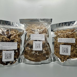 Premium Organic Orchid Potting Mix - AAA New Zealand Sphagnum Moss, 3/4-1" Chunk Pine Bark, Supermoss Coco Fiber, Perlite