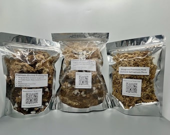 プレミアムオーガニック蘭用培養土 - AAAニュージーランド産ミズゴケ、3/4-1インチチャンクパインバーク、スーパーモスココファイバー、パーライト