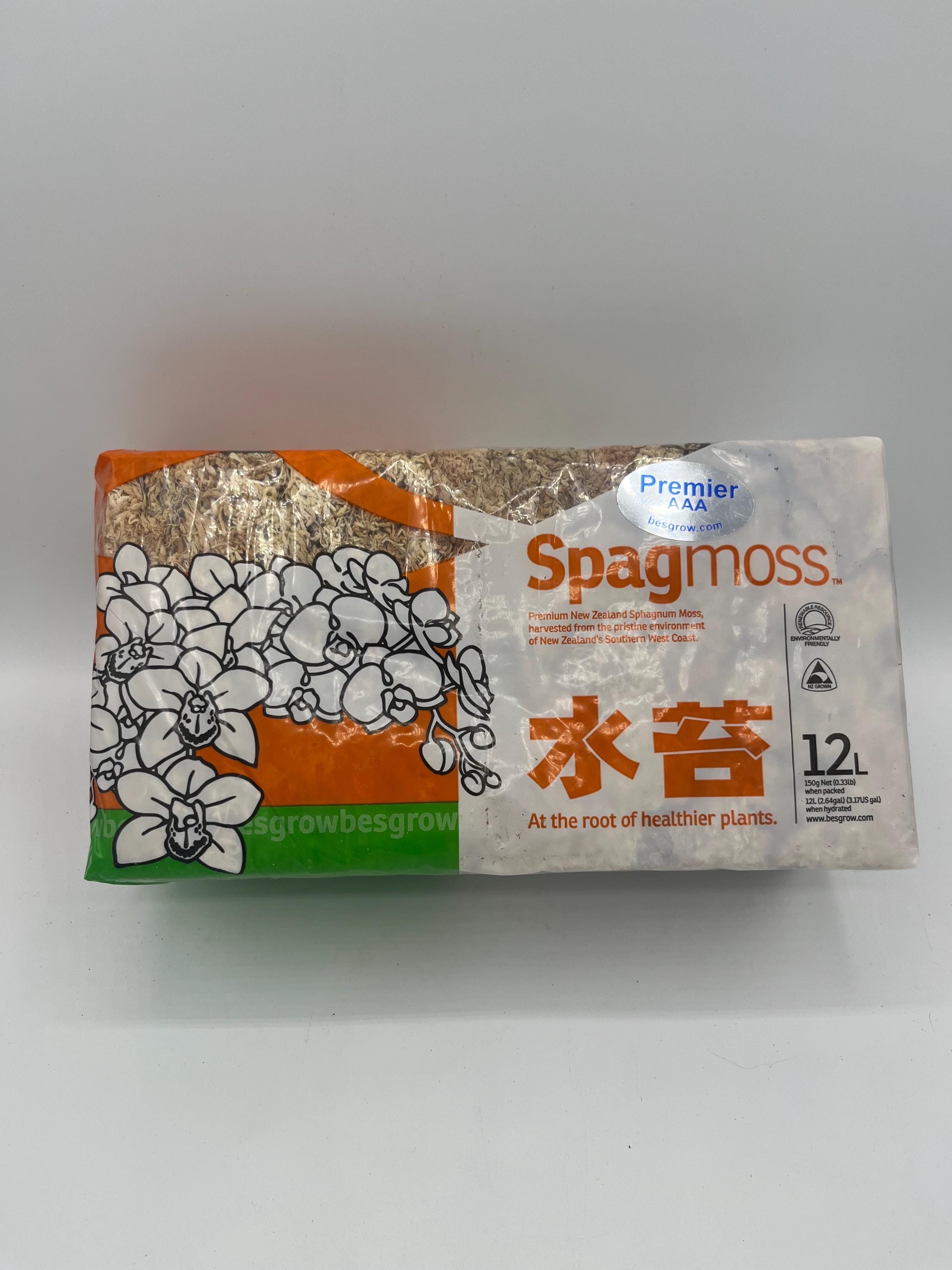 Besgrow New Zealand Premier Spagnum Spag Moss 12L / 150g - Orchids, Reptiles, Frogs