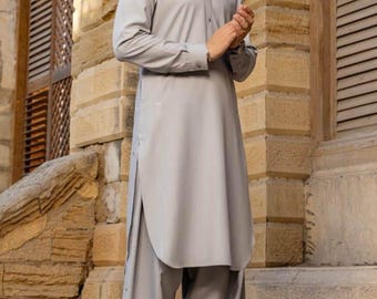 Gray Handmade Shalwar Kameez: Pakistani Men's Style - Etsy