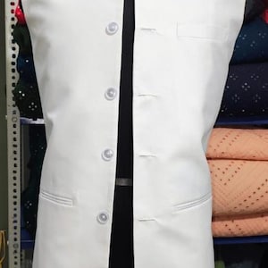 Benutzerdefinierte weiße ethnische Nehru-Jacke für Herren: pakistanische Weste