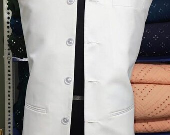 Men's Custom white ethnic Nehru Jacket: pakistani Vest