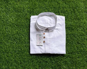 Men's White Cotton Kurta Shirt: Oversized Boho Indian Wedding Top