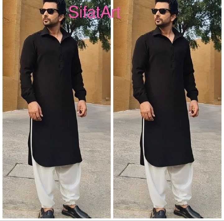 Buy Linen Color Punjabi Kurta Pajama with Ban Collar Online