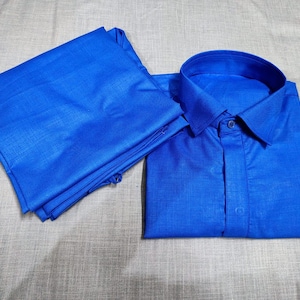 Handmade Cotton Kurta Shalwar Suit: Royal Blue Party Wear