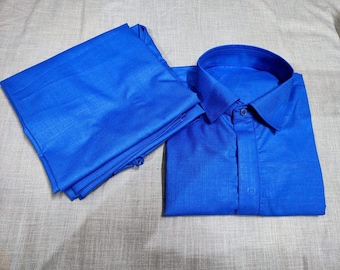 Handmade Cotton Kurta Shalwar Suit: Royal Blue Party Wear