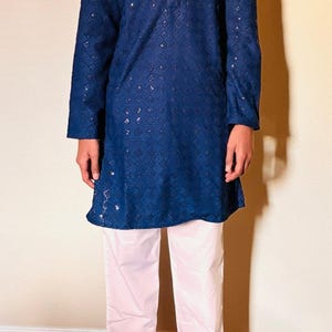 Pyjama Kurta Sherwani 100 % pure georgette miroir pour homme brodé Kurta pour homme pyjama Kurta Chikankari pour sur commande