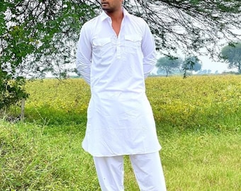 Handmade Cotton Kurta Pajama Set: Men's Party Wear Suit