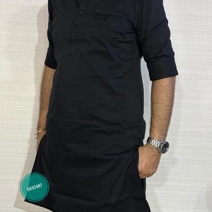 Black kurta Handmade Kurta Men Indian Traditional Kurta For Men&#39;s 100% Cotton Kurta Solid see green Kurta Wedding Kurta Stylish only kurta