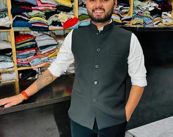 Jaqueta Nehru bordada Chikankari com costura personalizada para homens
