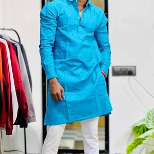 Indian kurta Handmade Kurta Men Indian Traditional Kurta For Men&#39;s 100% Cotton Kurta Solid white Kurta Wedding Kurta Stylish only kurta