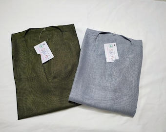Handmade Linen Cotton Kaftan Robe: Men's Ethnic Tunic