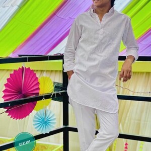 Men&#39;s Kurta Pajama Handmade Kurta Men Indian Traditional Kurta For Men&#39;s 100% Cotton Kurta Solid Color Kurta Wedding Kurta Stylish kurta set