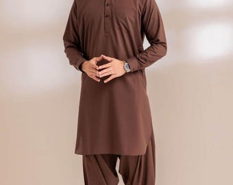 Męski pakistański salwar kameez, komplet piżamowy kurta, tradycyjny strój islamski, święto Eid