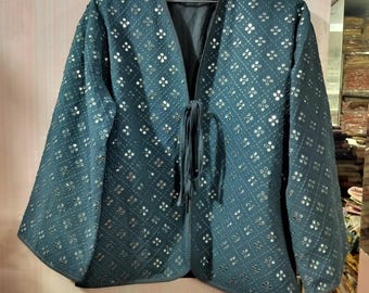 Jaqueta Quimono Georgette Bordada Chikankari Personalizada