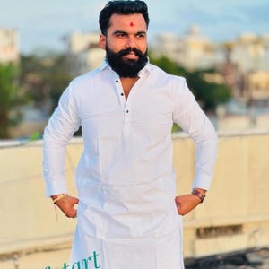 Men Indian kurta Handmade Kurta Men Indian Traditional Kurta For Men&#39;s 100% Cotton Kurta Solid white Kurta Wedding Kurta Stylish only kurta