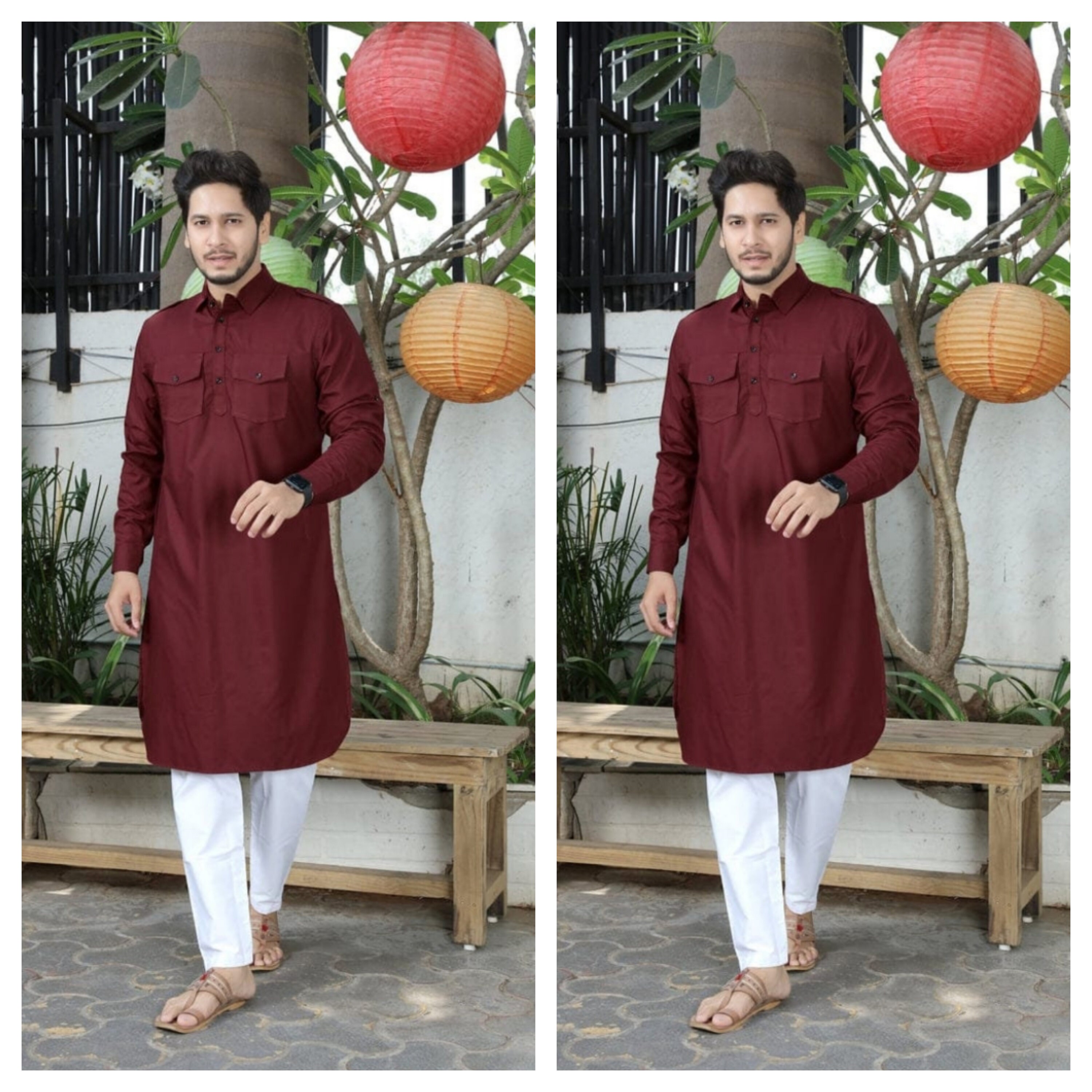 Maroon pathani kurta pajama hotsell
