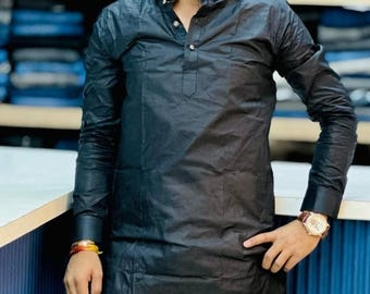 Handmade Cotton Kurta: Men's Indian Wedding Shirt
