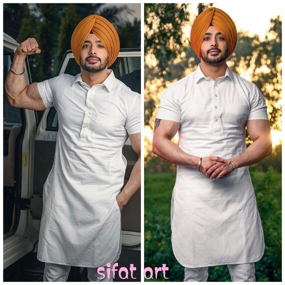 Green kurta white pajama with turban new arrivals