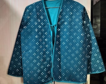 Jaqueta Quimono Georgette Bordada Chikankari Personalizada