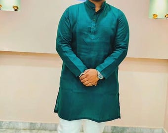 Handmade Men's Cotton Kurta Pajama Set: Indian Wedding Attire
