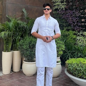 Men kurta Handmade Kurta Men Indian Traditional Kurta For Men&#39;s 100% Cotton Kurta Solid white Kurta Wedding Kurta Stylish only kurta