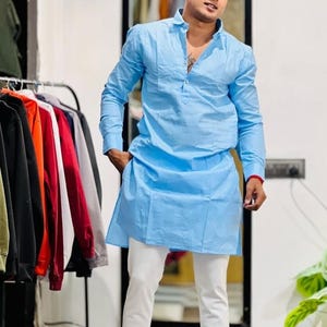 Coustom kurta Handmade Kurta Men Indian Traditional Kurta For Men&#39;s 100% Cotton Kurta Solid  colour Kurta Wedding Kurta Stylish only kurta